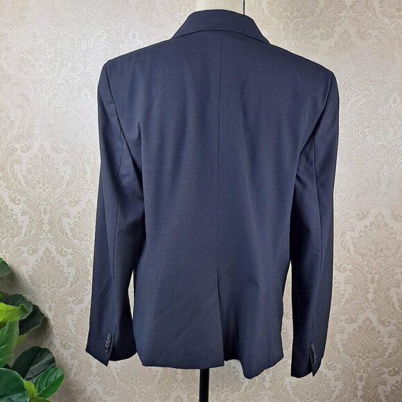 Ann Taylor Size 14 Navy Blue Blazer 1 Button Closure Long Sleeve Pockets NWT - Picture 6 of 14